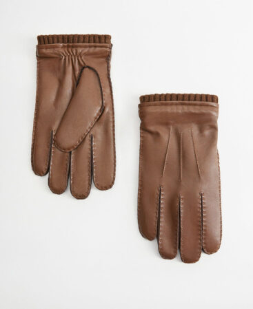 Cow leather & woolen gloves